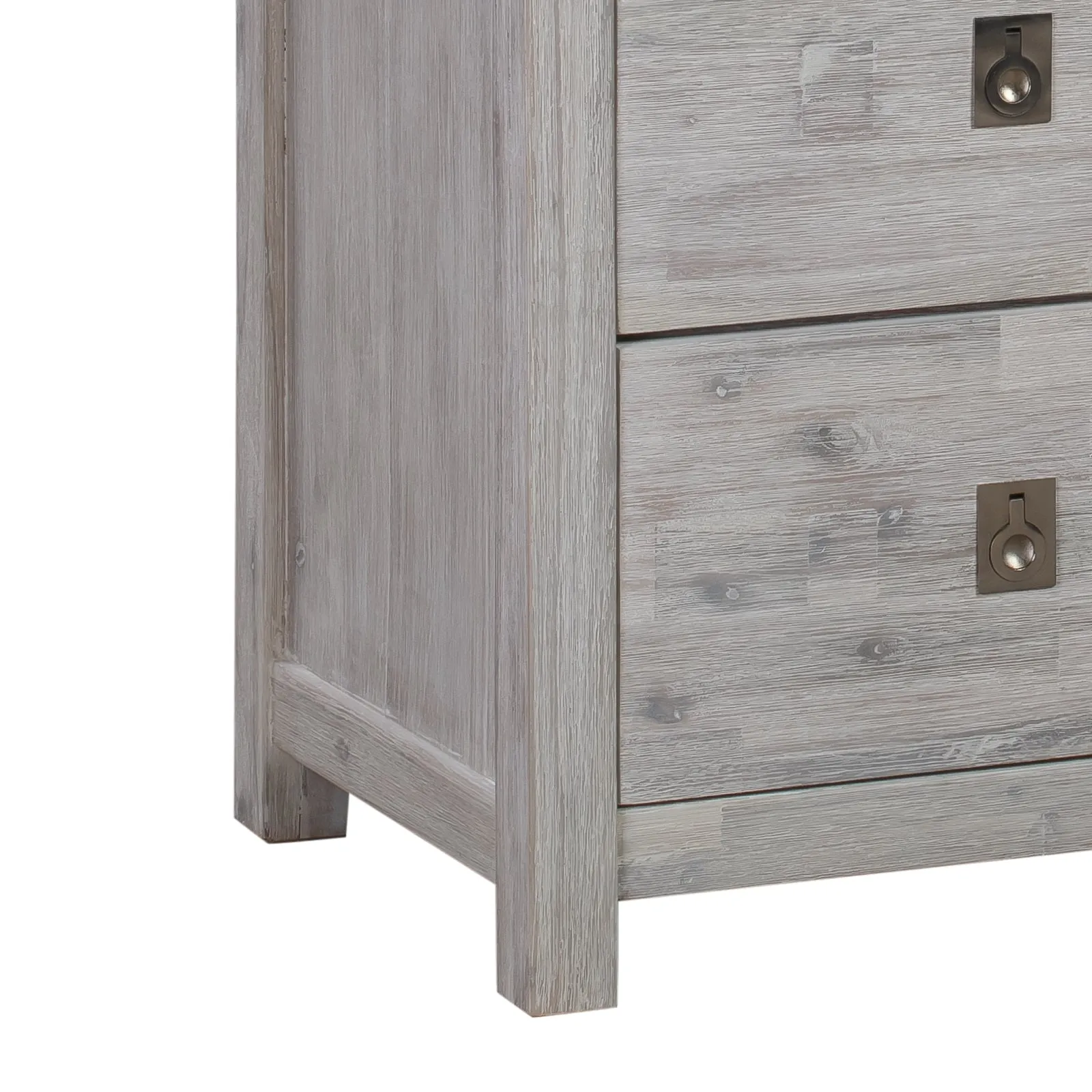 4-Piece Bedroom Suite in Queen Size White Ash Color - Bed, Bedside Table, Tallboy