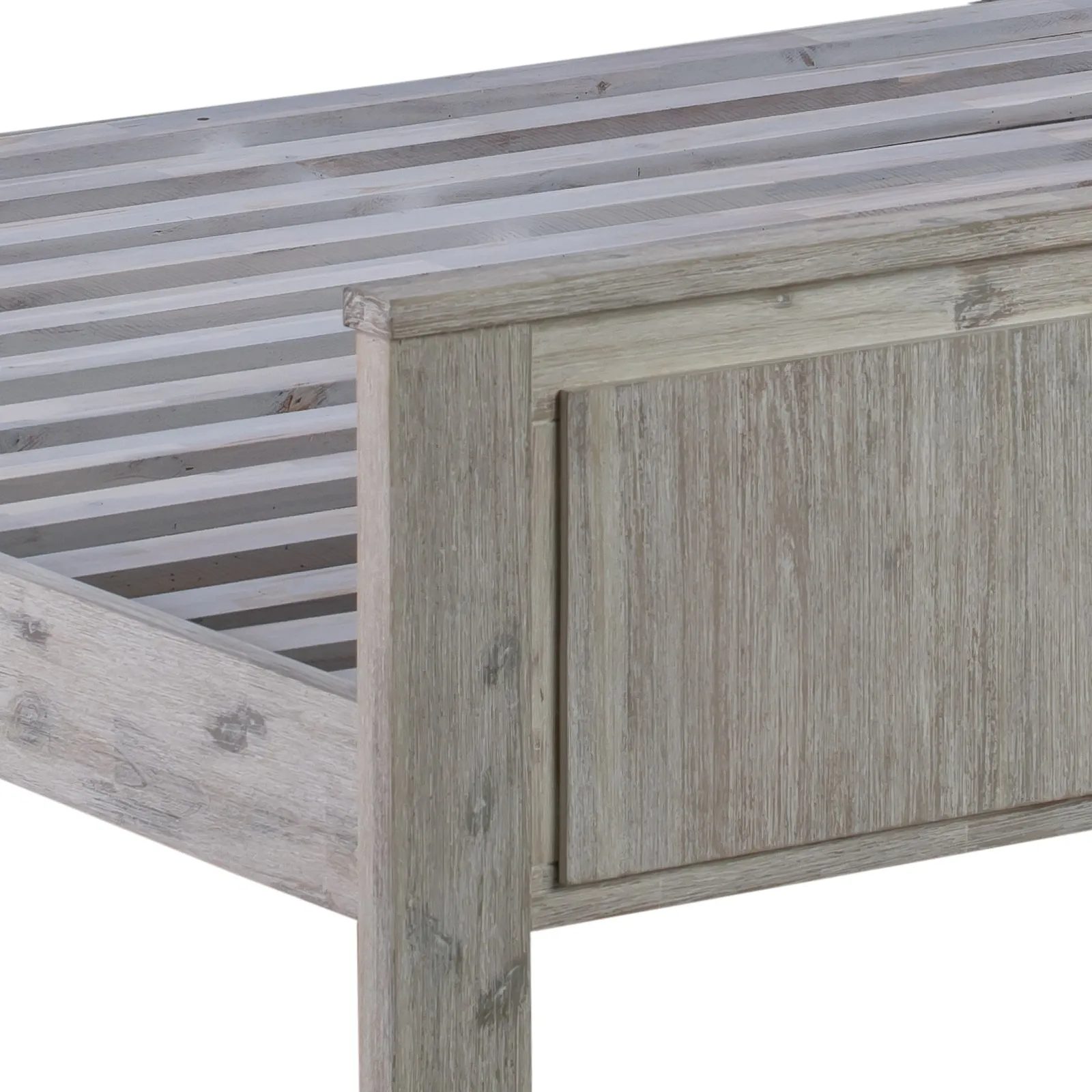 4-Piece Bedroom Suite in Queen Size White Ash Color - Bed, Bedside Table, Tallboy