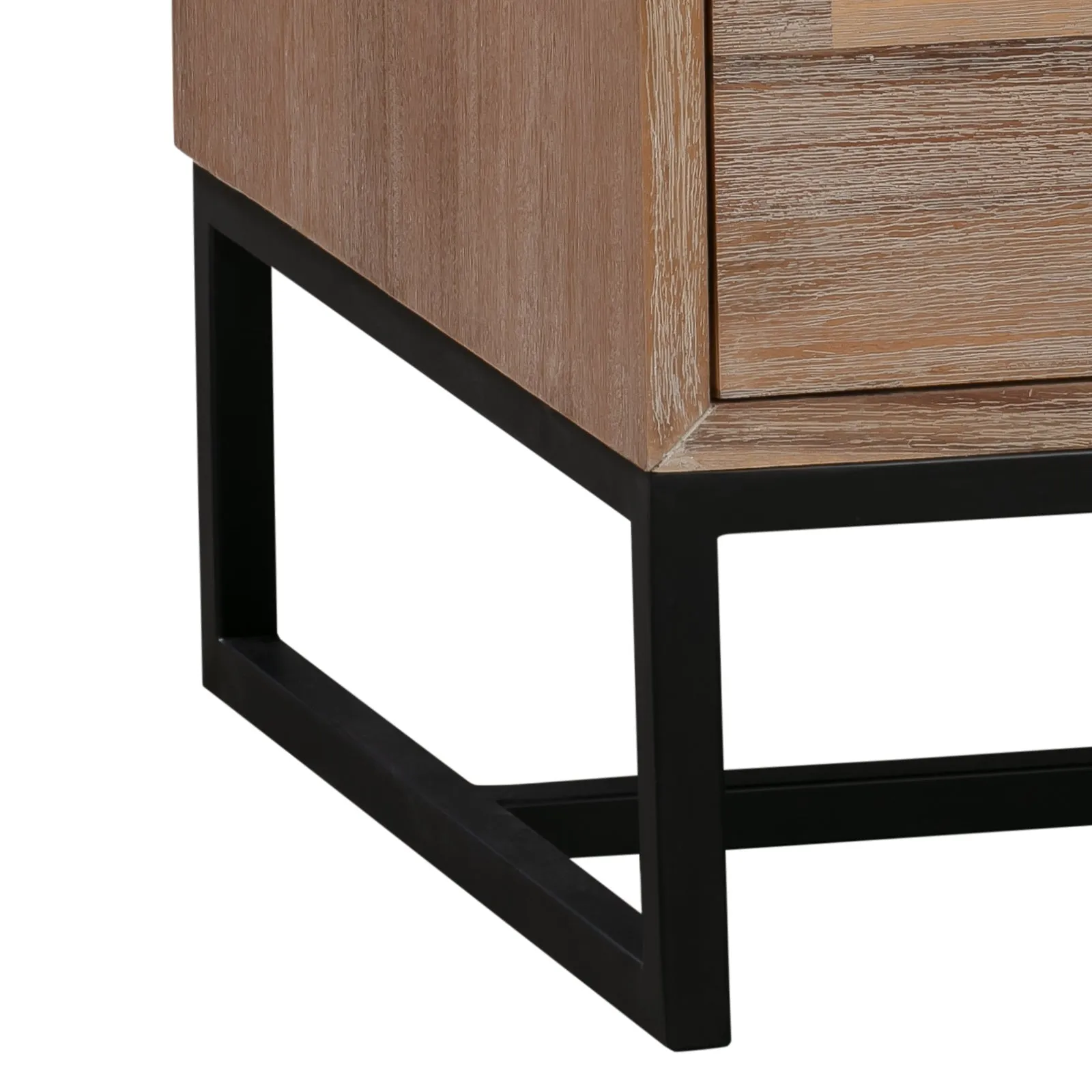 4-Piece Bedroom Suite in Solid Wood Acacia Veneered Queen Size Oak Color - Bed, Bedside Table, Tallboy