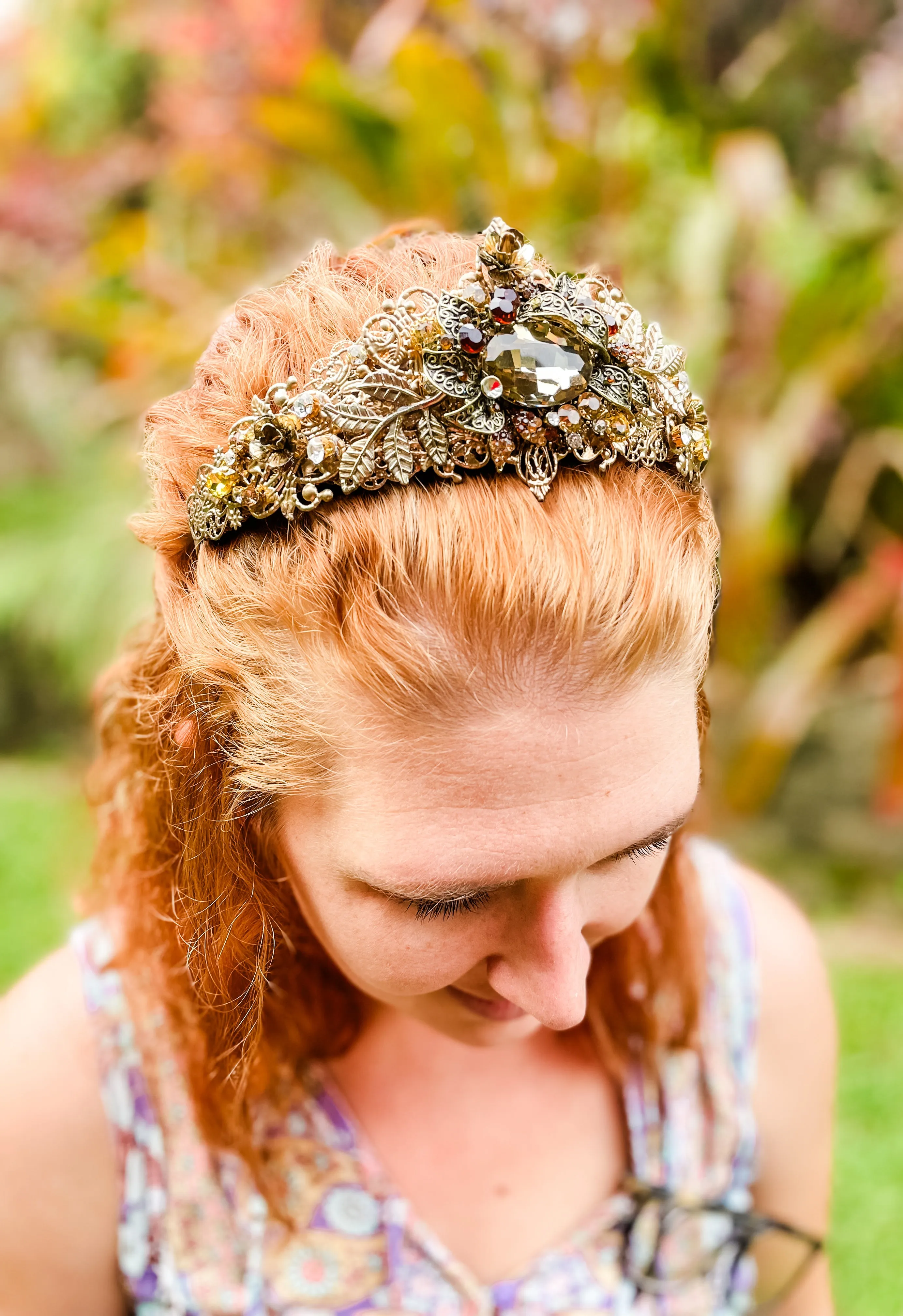 Majestic Golden Radiance Crown Autumn Queen