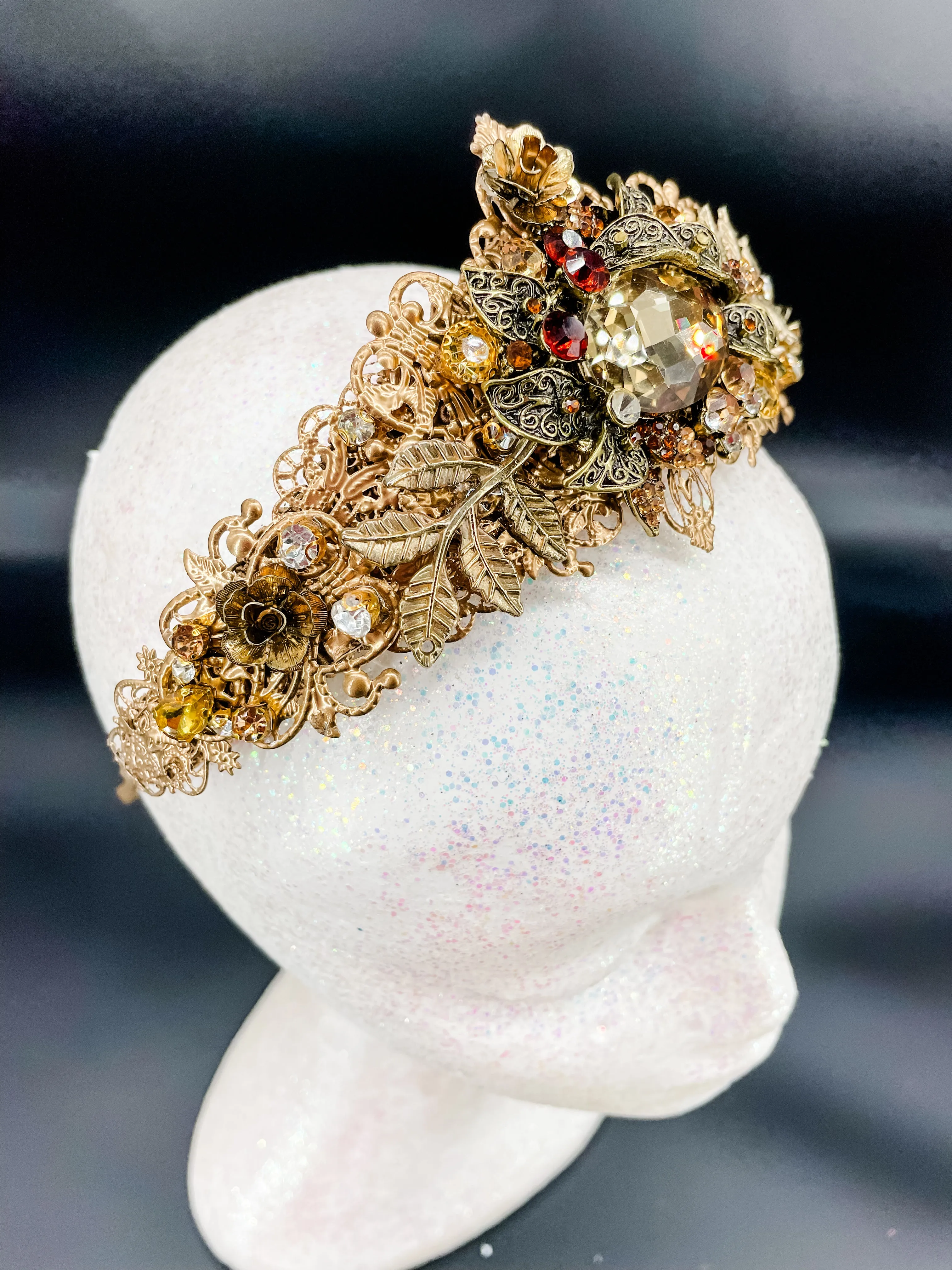 Majestic Golden Radiance Crown Autumn Queen