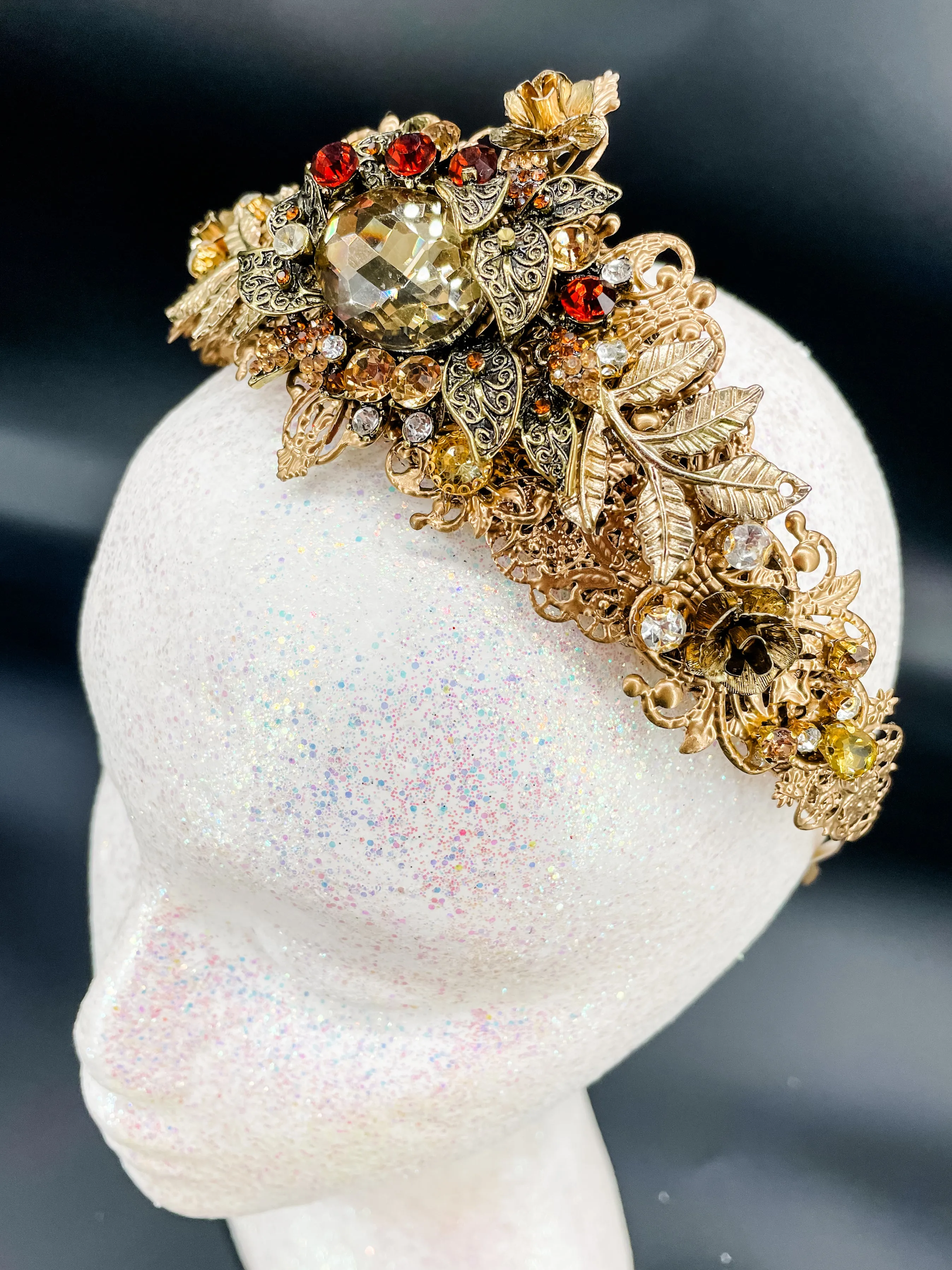 Majestic Golden Radiance Crown Autumn Queen