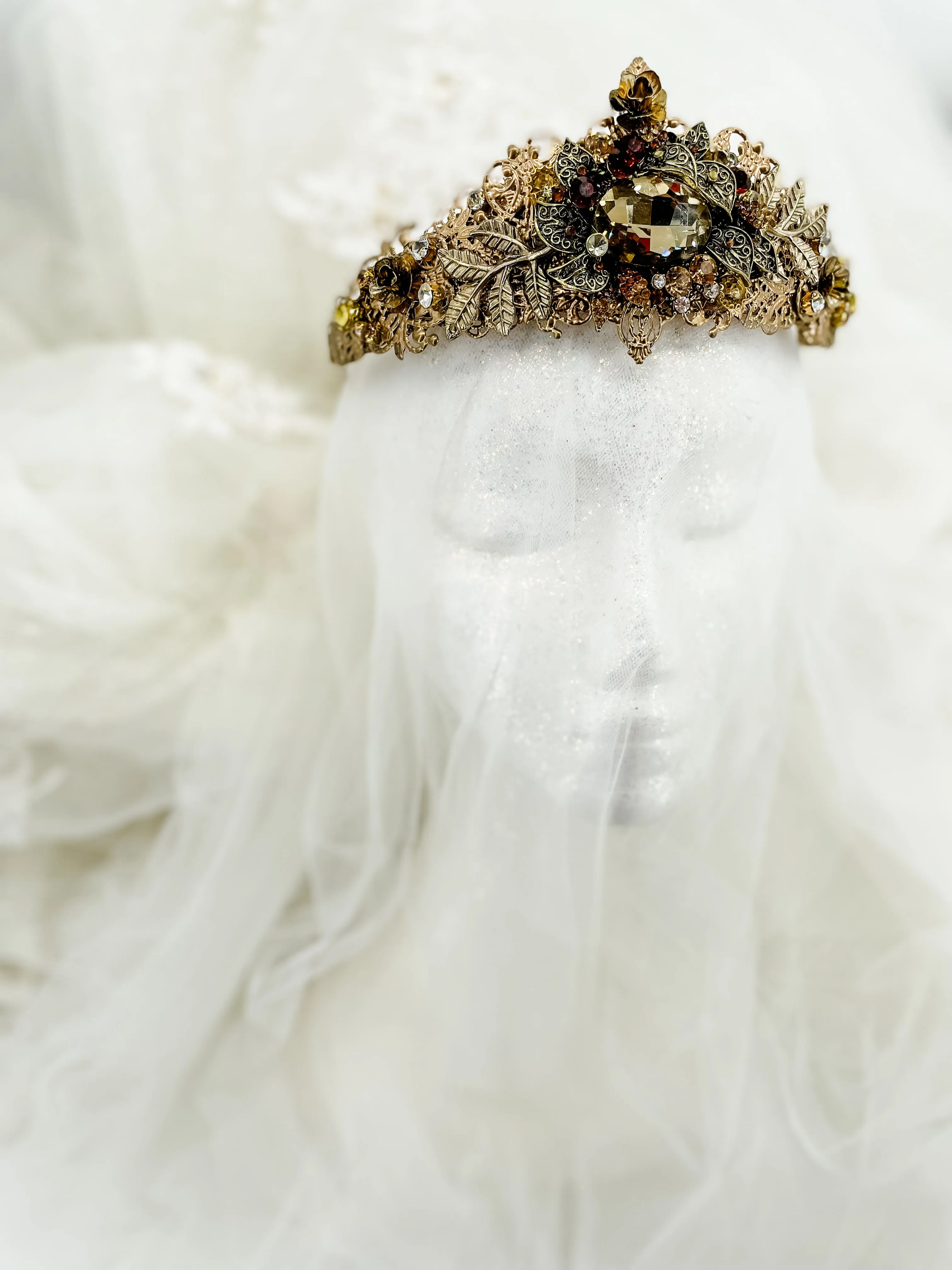 Majestic Golden Radiance Crown Autumn Queen