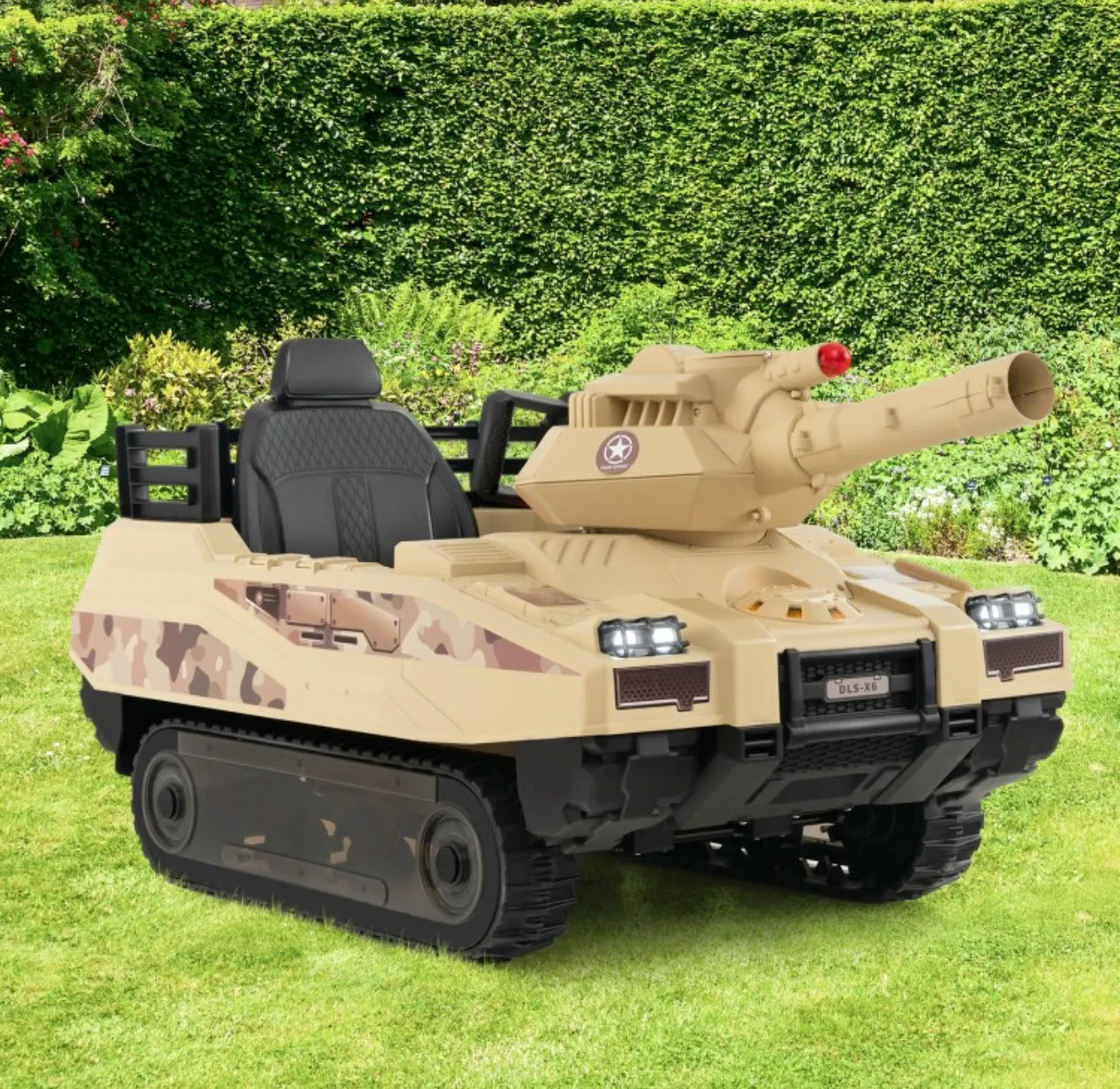 Super Cool 2025 Kids Ride On Car Military Tank 12V | Music | Rotatable Turret & 8 Missiles With 3 Speeds | Rubber Tracks | Lights | Great Seat | Ages 3-8